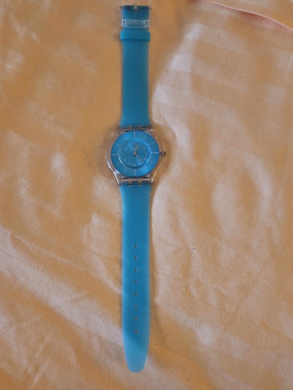 SFK363 Thin Swatch Bright Blue Silicone Strap Watch